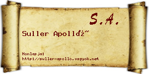 Suller Apolló névjegykártya